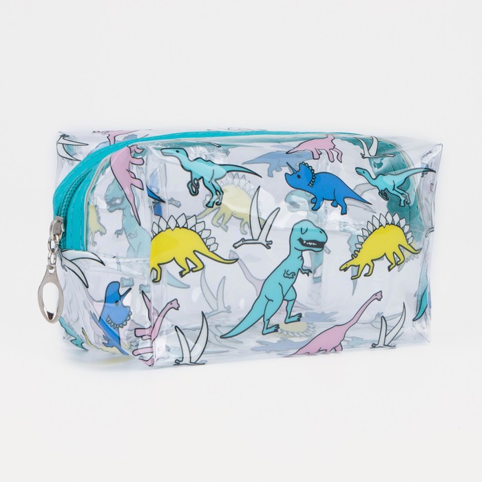Косметичка банная на молнии "Динозаврики", 1 отдел, цвет мятный