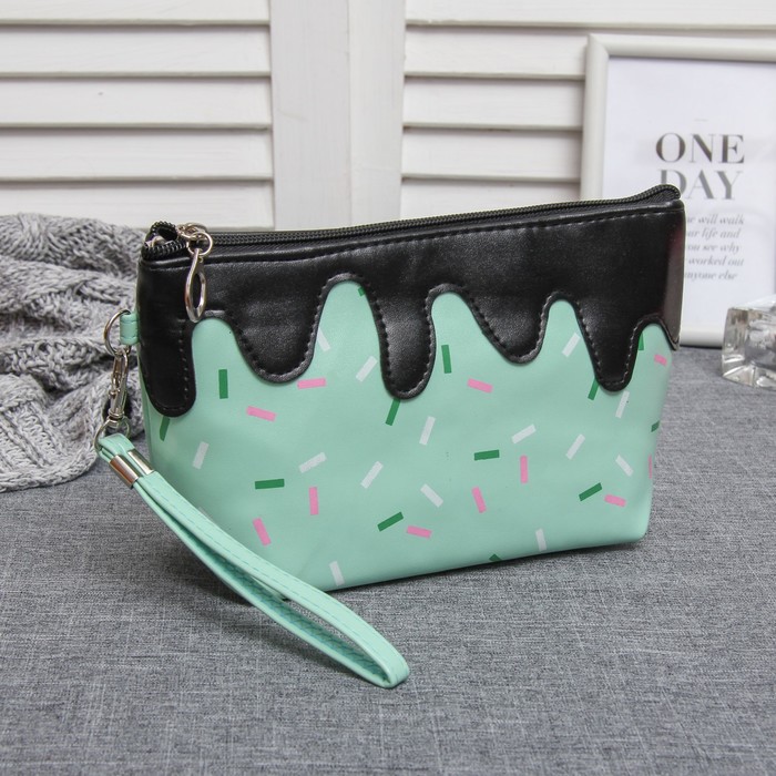 Косметичка-сумочка на молнии "Лакомство", 1 отдел, с ручкой, цвет мятный