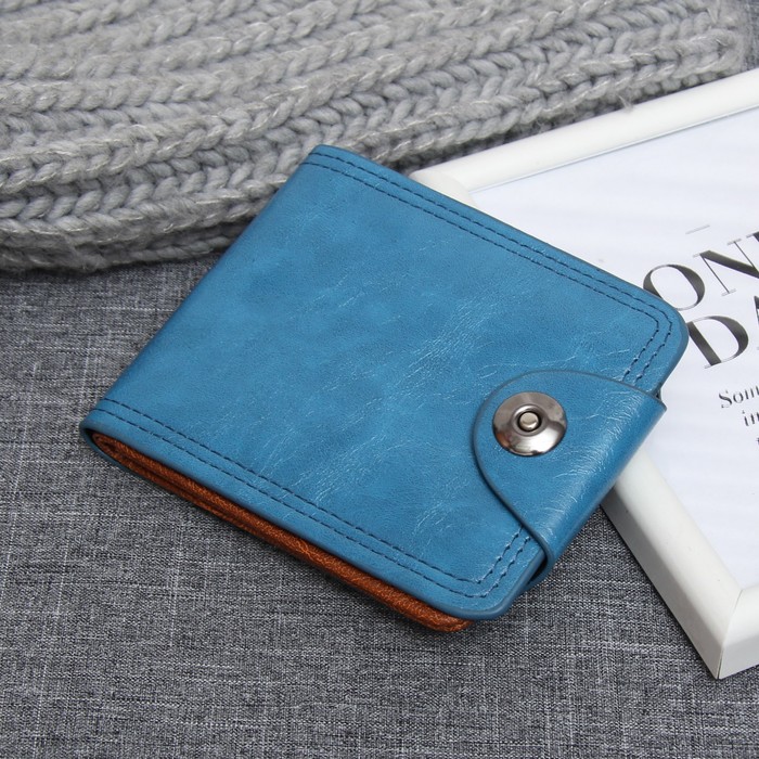 Кошелёк женский на магните, 4 отделов, для карт, цвет синий