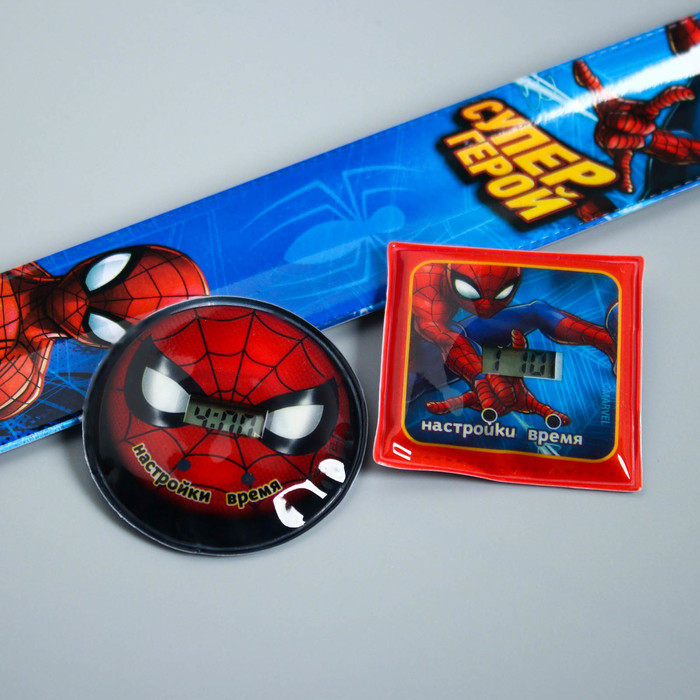 Часы наручные электронные со сменным циферблатом "Супер герой", Человек-паук 22,5 х 4,5 см