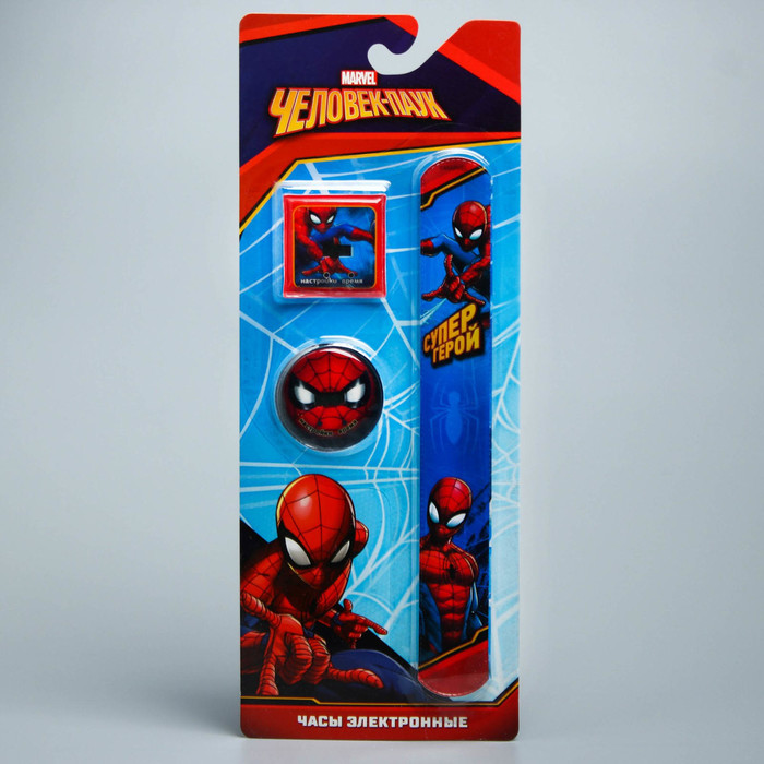 Часы наручные электронные со сменным циферблатом "Супер герой", Человек-паук 22,5 х 4,5 см