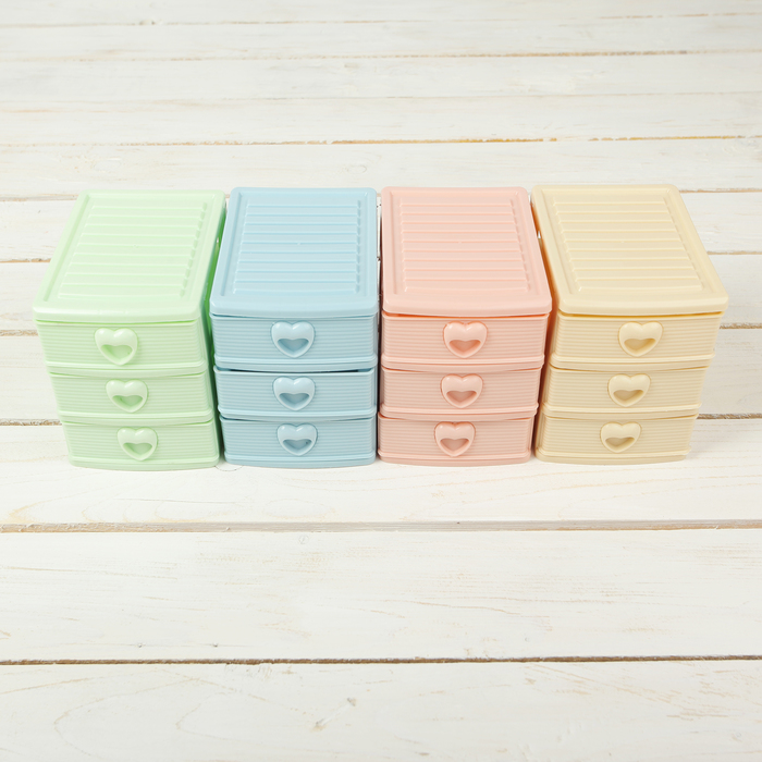 Мини-комод для мелочей 3 секции 13х9х11,5 см, цвет МИКС