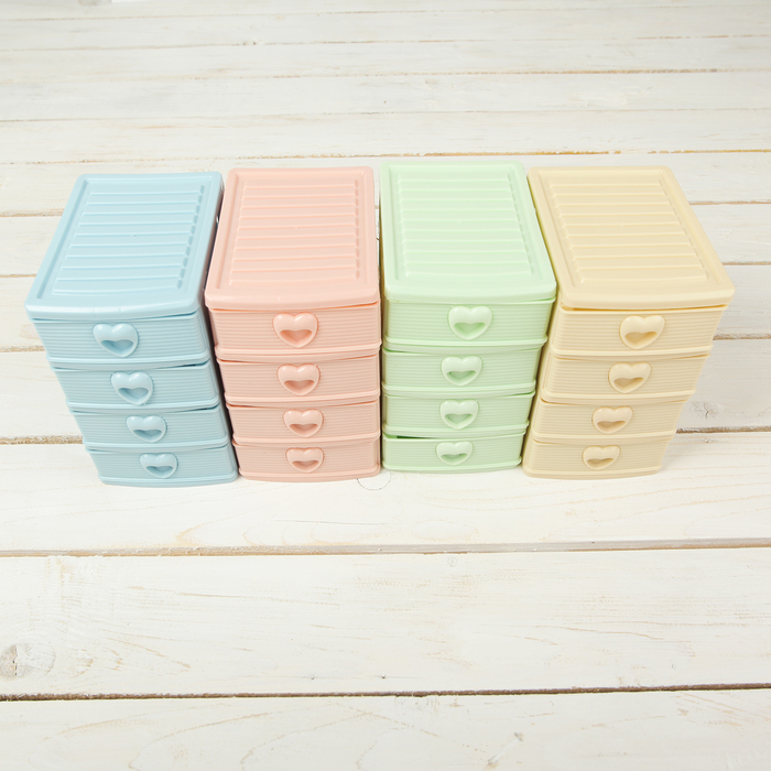 Мини-комод для мелочей 4 секции 13х9х15 см, цвет МИКС