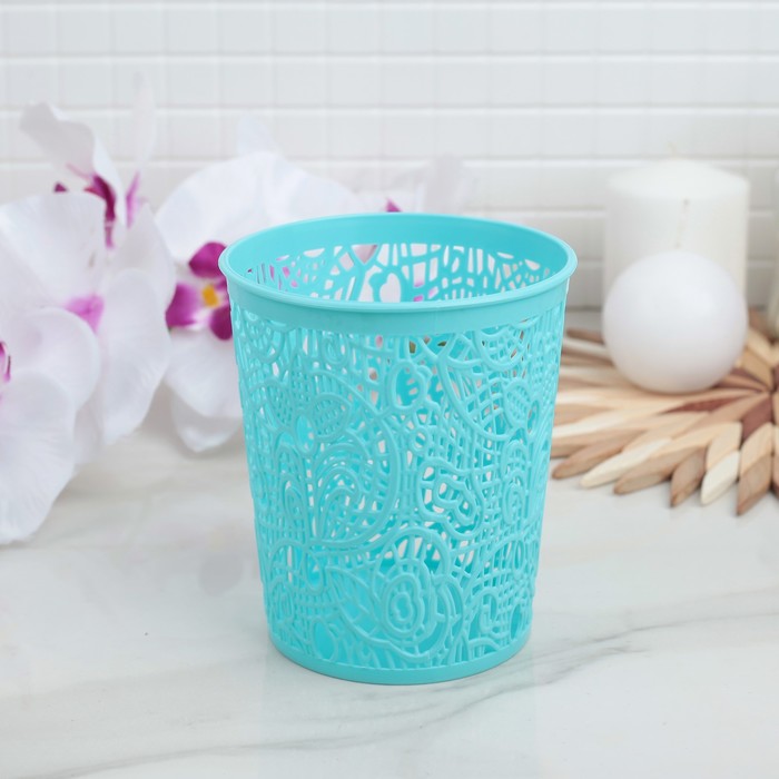 Корзина для хранения "Кружевные цветы", цвет голубой