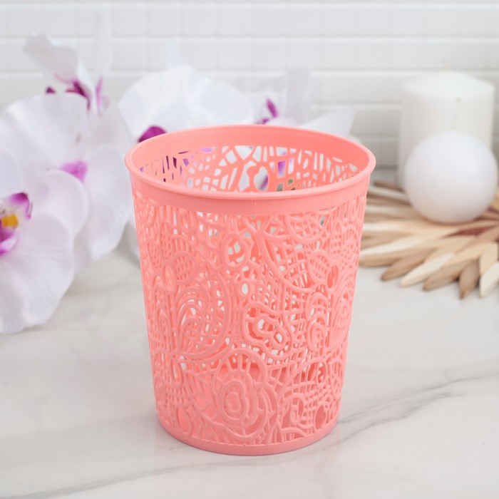 Корзина для хранения "Кружевные цветы", цвет розовый