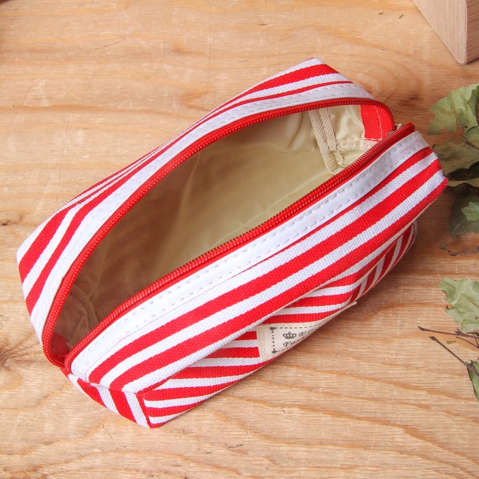 Набор косметичек 2 в 1 "Полосатик", 1 отдел, с ручкой, цвет красный