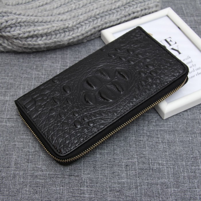 Кошелёк женский на молнии, 3 отдела, для карт, монет, цвет чёрный