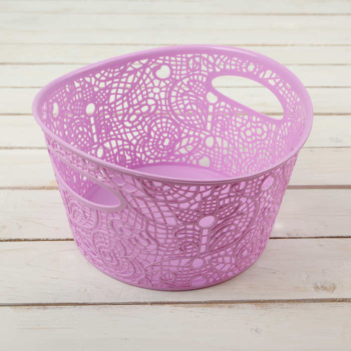 Корзина для хранения "Кружевные цветы", цвет сиреневый
