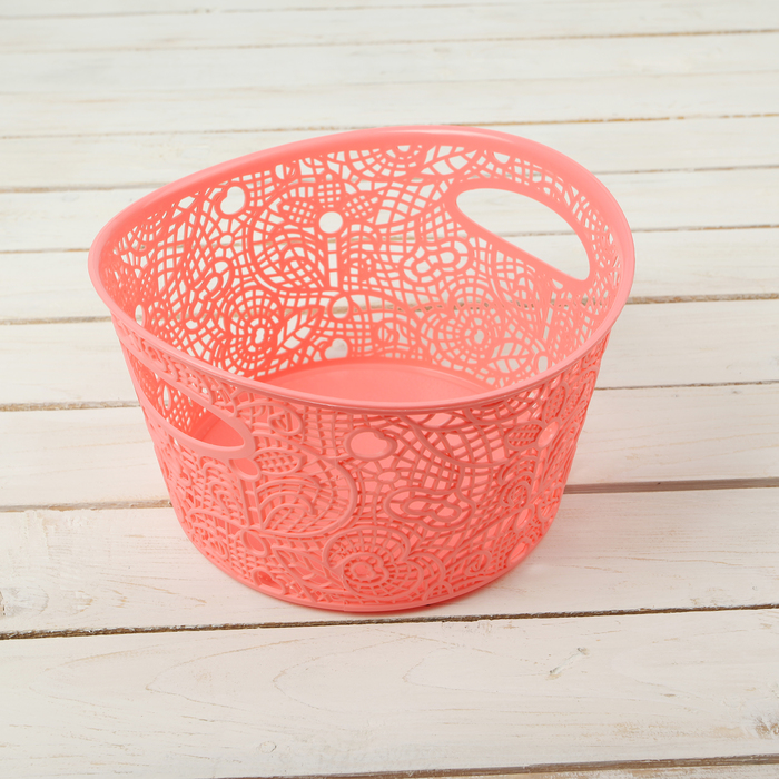 Корзина для хранения "Кружевные цветы", цвет розовый