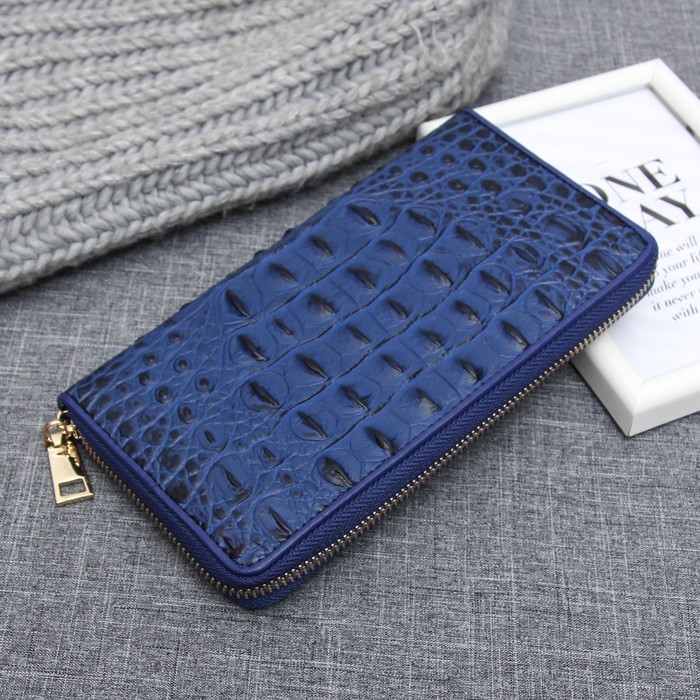 Кошелёк женский на молнии, 3 отдела, для карт, монет, цвет синий