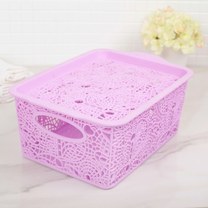 Контейнер для хранения "Кружевной узор", цвет фиолетовый