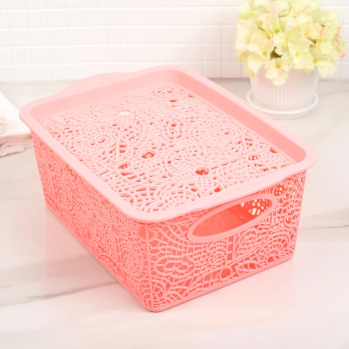 Контейнер для хранения "Кружевной узор", цвет розовый