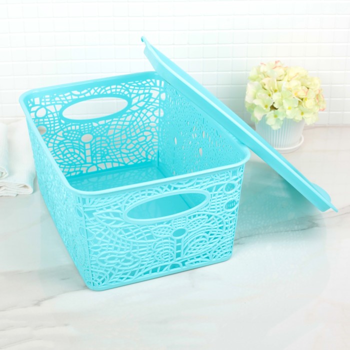 Контейнер для хранения "Кружевной узор", цвет голубой