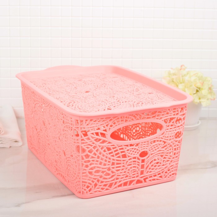Контейнер для хранения "Кружевной узор", цвет розовый