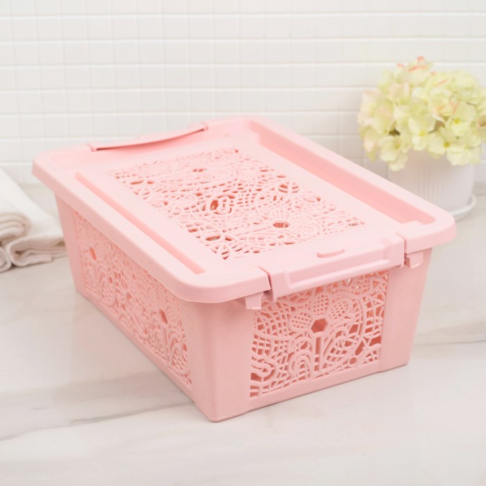 Контейнер для хранения "Кружевной узор", цвет бледно-розовый