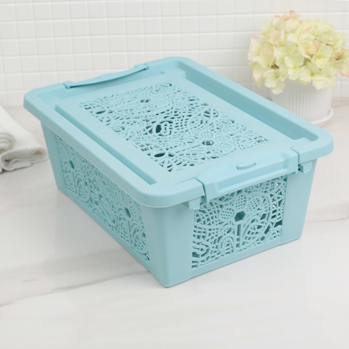 Контейнер для хранения "Кружевной узор", цвет голубой