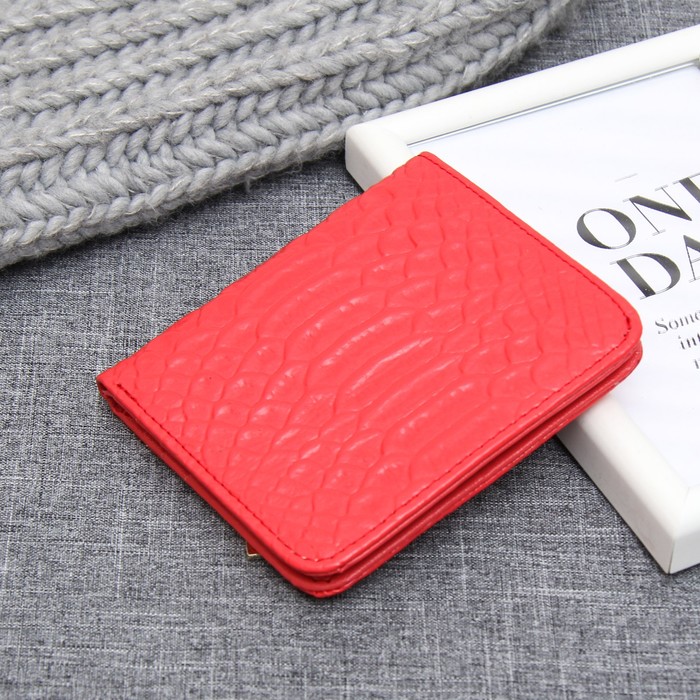 Кошелёк женский складной, 1 отдел, для карт, монет, цвет красный