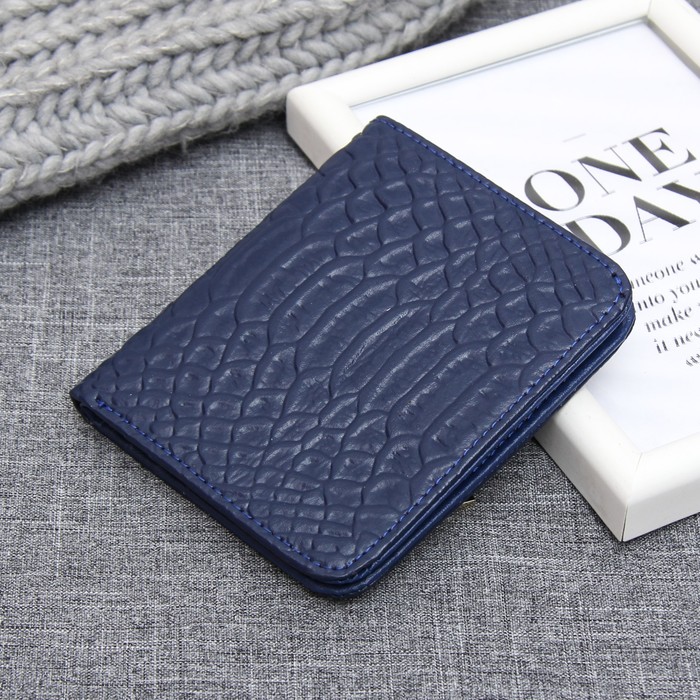 Кошелёк женский складной, 1 отдел, для карт, монет, цвет синий