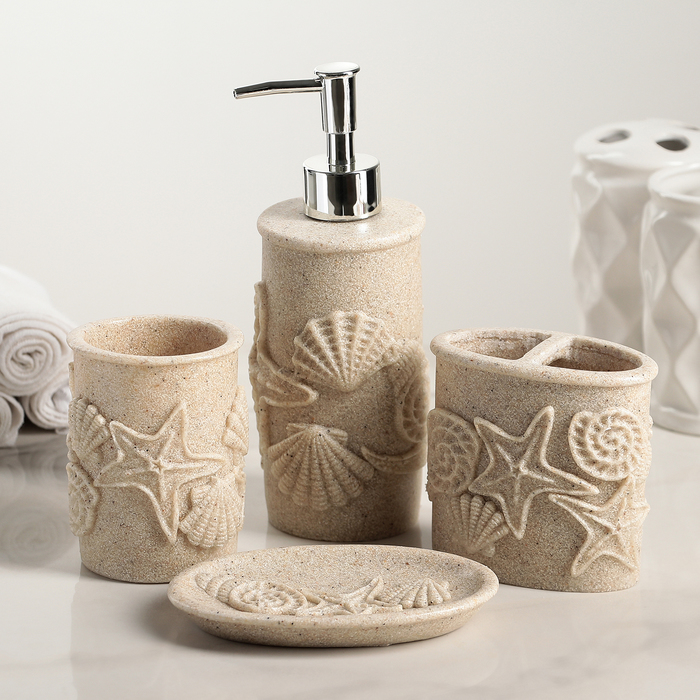 Набор аксессуаров для ванной комнаты, 4 предмета "Морское дно"