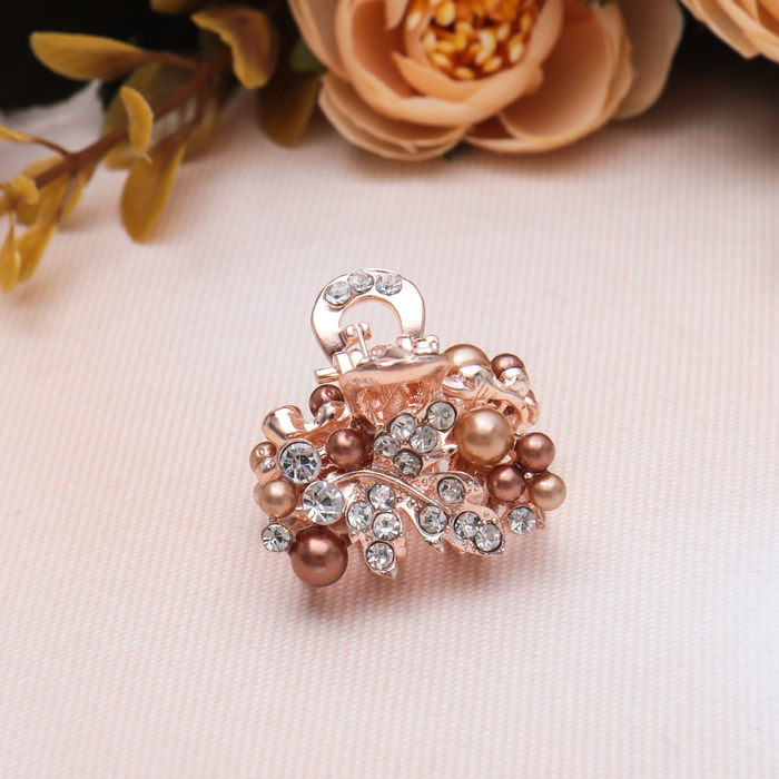 Краб для волос "Монро" 3 см, жемчужинки