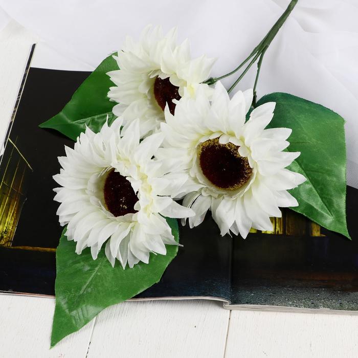 Цветы искусственные "Астры" три бутона 10*55 см, белый