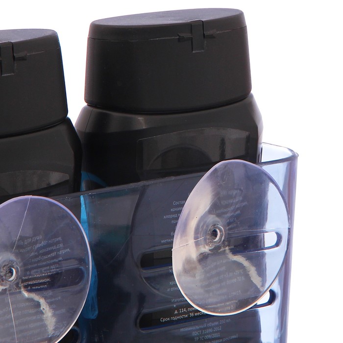 Подарочный набор "Настоящему мужчине": гель для душа, шампунь, мочалка в пластиковой подставке