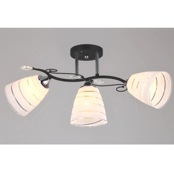 Люстра "Иоанна" 3xE27x60Вт черный+хром 50x12x24см.