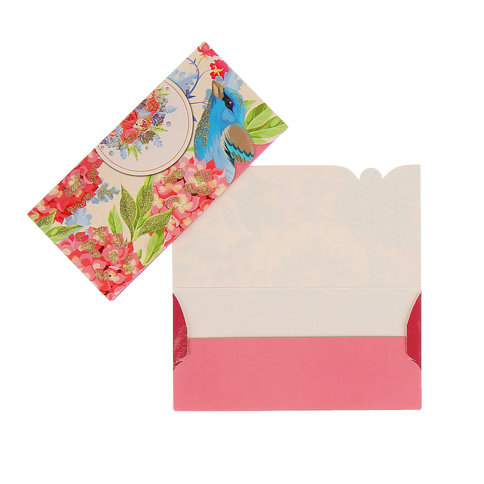 Конверт для денег "Универсальный" птичка, цветы