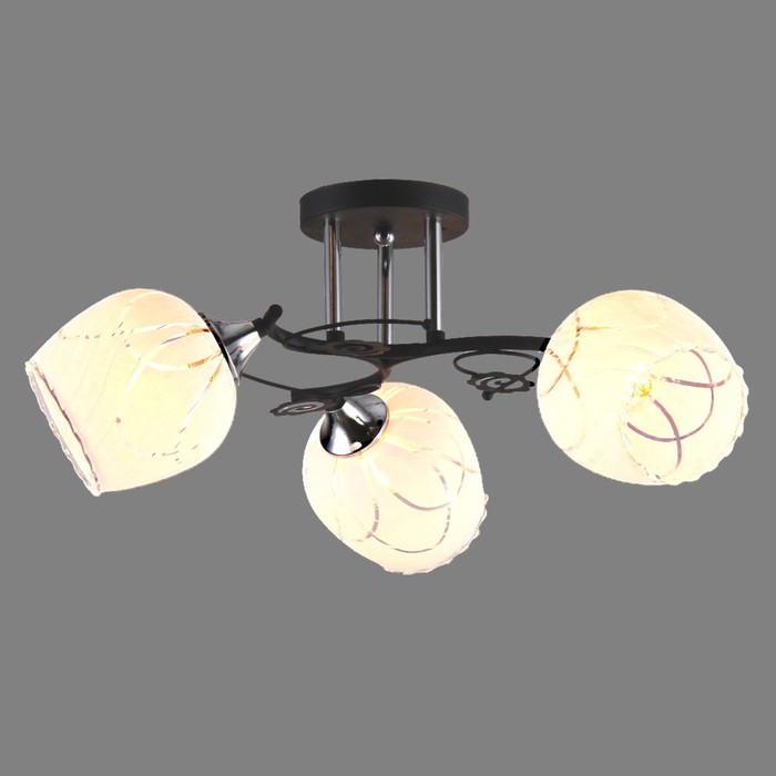 Люстра "Флорентина" 3xE27x60Вт черный+хром 50x50x23см.