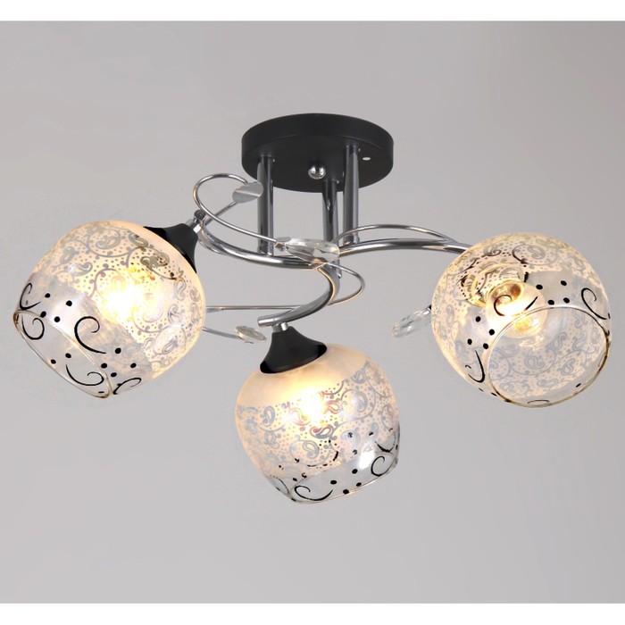 Люстра "Эмма" 3xE27x60Вт черный+хром 50x50x23см.