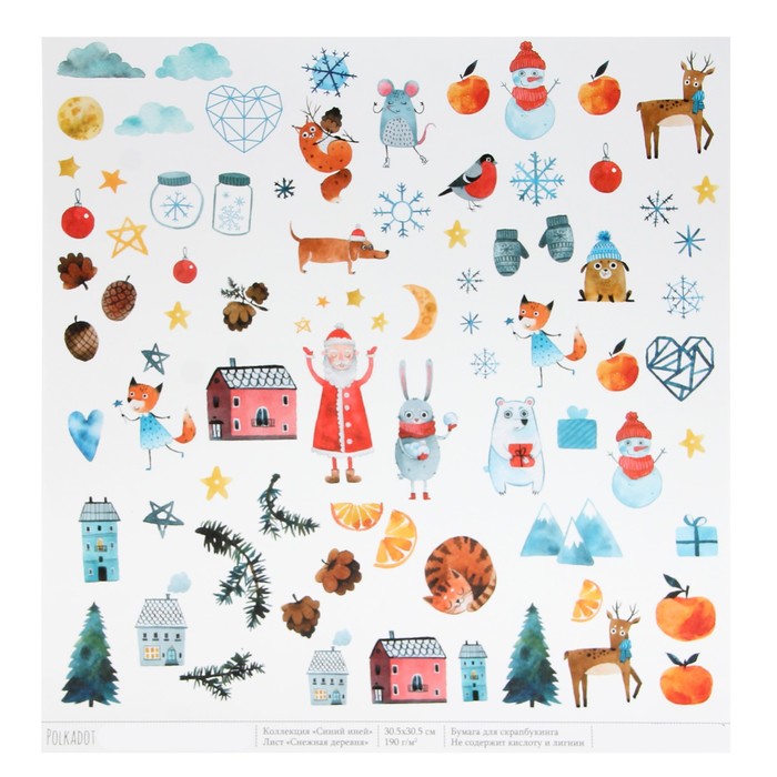 Бумага для скрапбукинга "Деревушка" 30,5х30,5 см