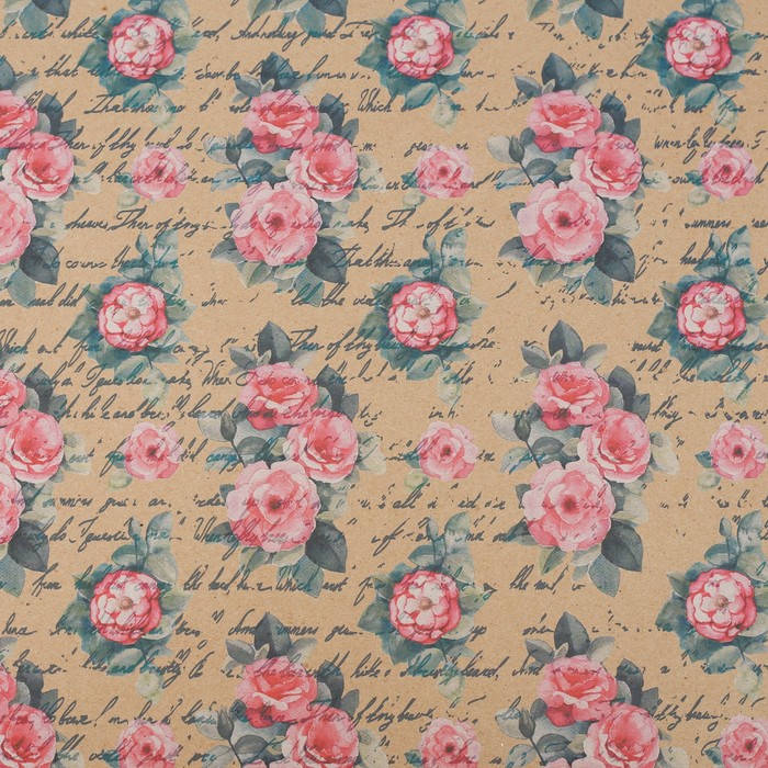 Бумага упаковочная крафтовая «Розовые пионы», 50 × 70 см