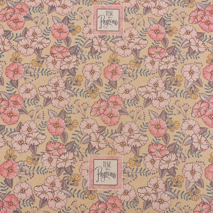 Бумага упаковочная крафтовая «Тебе на радость», 50 × 70 см