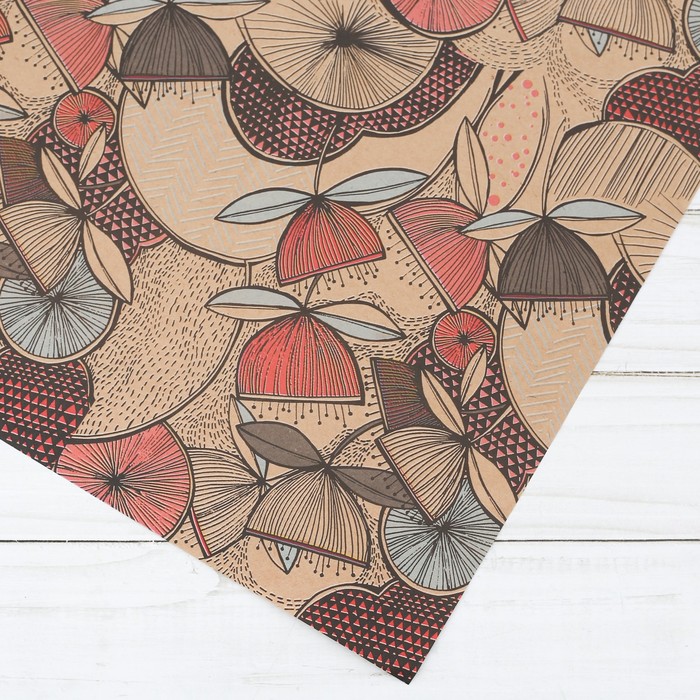 Бумага упаковочная крафтовая «Контур», 50 × 70 см