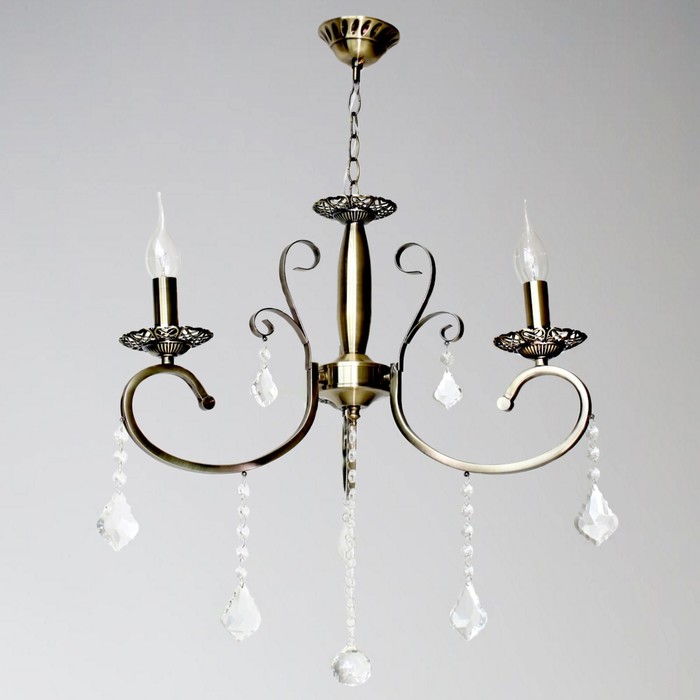 Люстра "Глория" 3xE14x60Вт античная бронза 44x44x80см.