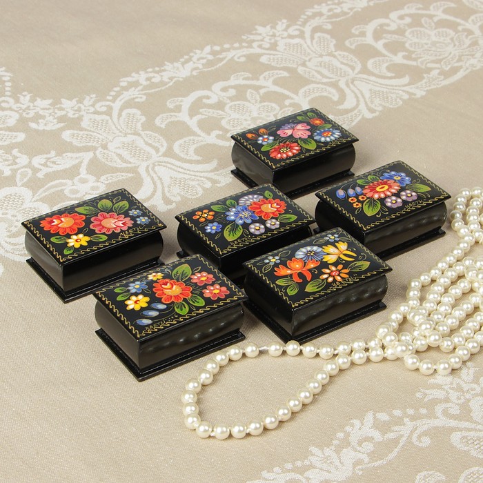 Шкатулка "Цветы" 1 вид  7х5 см, ручная роспись, микс