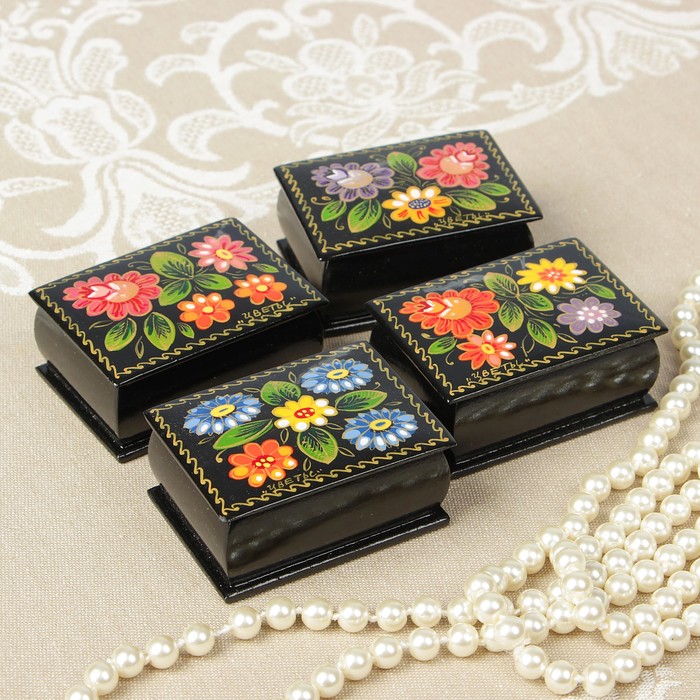 Шкатулка "Цветы" 2 вид  7х5 см, ручная роспись, микс