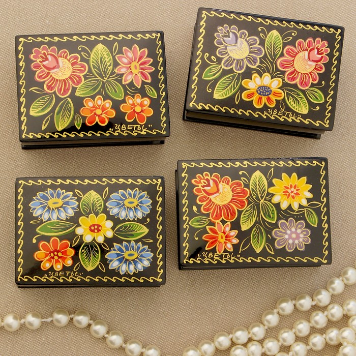 Шкатулка "Цветы" 2 вид 7х5 см, ручная роспись, микс