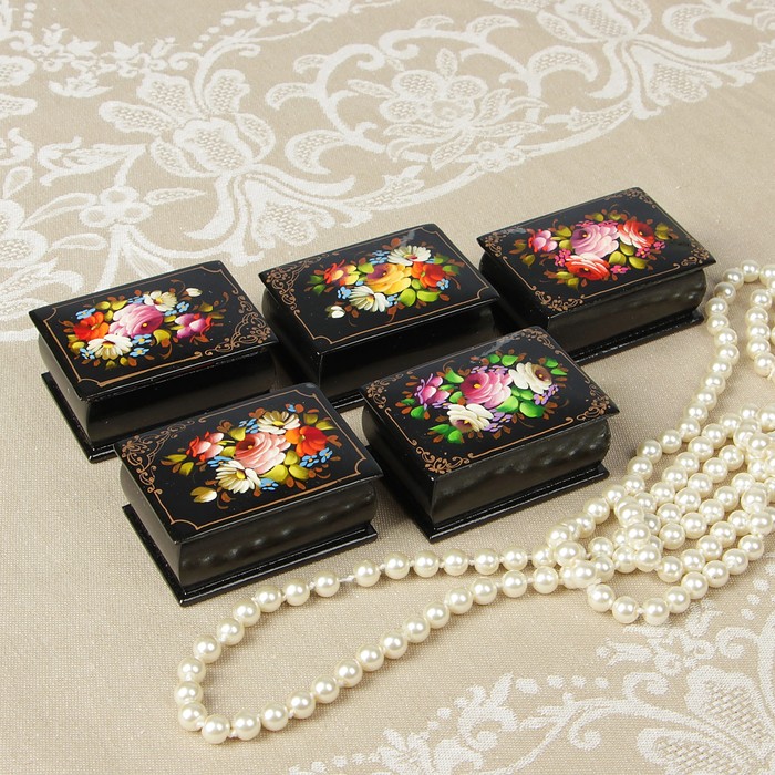 Шкатулка "Жостово" 2 вид  7х5 см, ручная роспись, микс