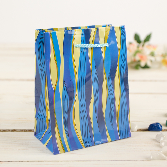 Пакет подарочный "Волны", 12 х 5 х 15 см