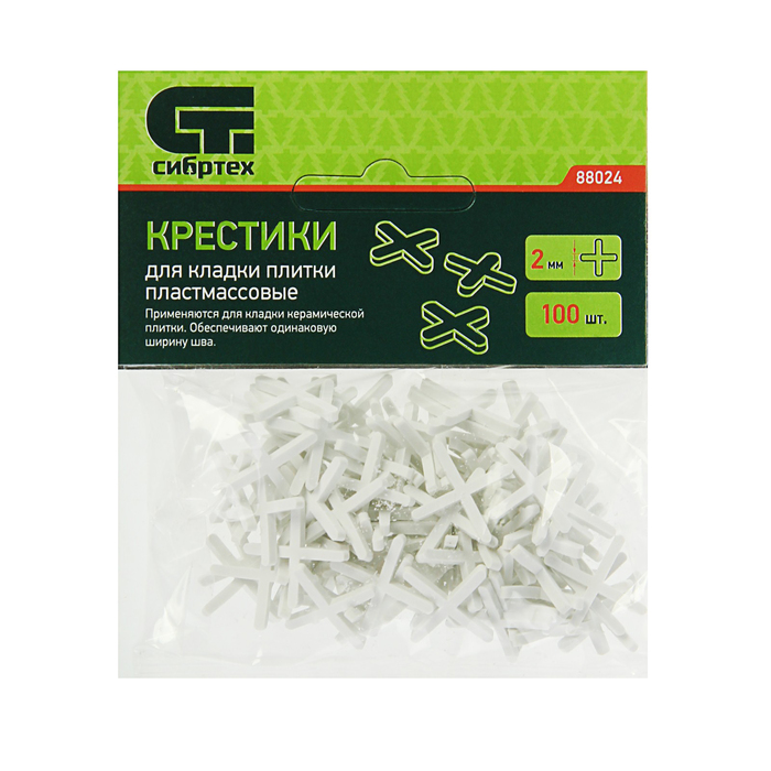 Крестики для кладки плитки "СИБРТЕХ", 2.0 мм, в упаковке 100 штук