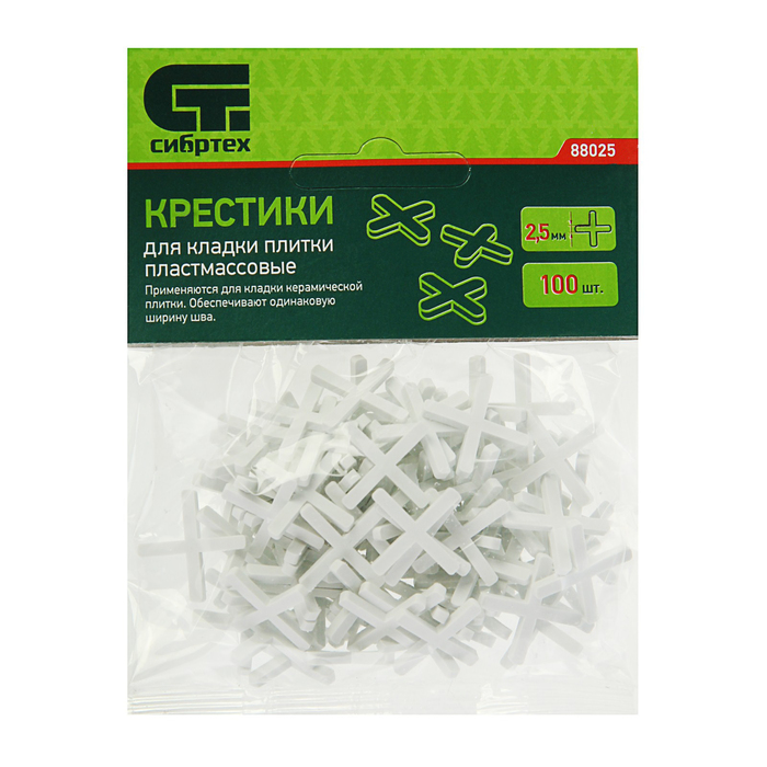 Крестики для кладки плитки "СИБРТЕХ", 2.5 мм, в упаковке 100 штук