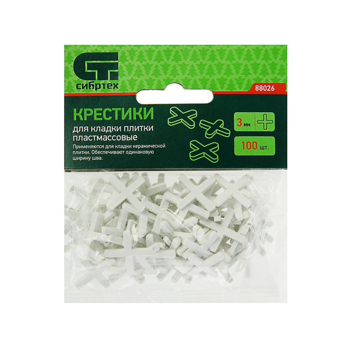 Крестики для кладки плитки "СИБРТЕХ", 3.0 мм, в упаковке 100 штук