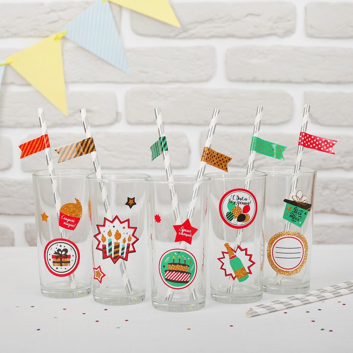 Набор для коктейля "Для тебя" (наклейки+ трубочки 6шт)