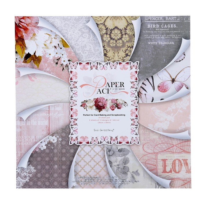 Набор бумаги для скрапбукинга 24 листа 12 дизайнов "Нежные воспоминания" 30х30 см