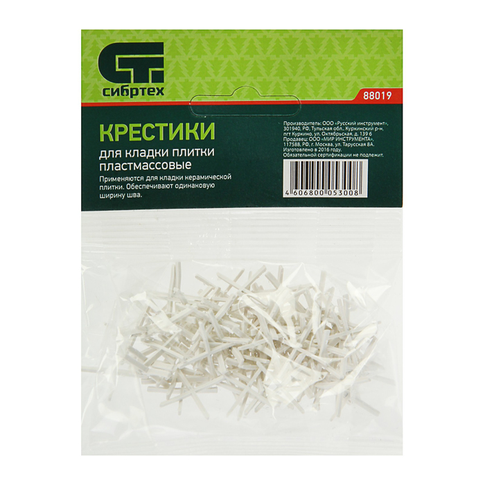 Крестики для кладки плитки "СИБРТЕХ", 1.0 мм, в упаковке 100 штук