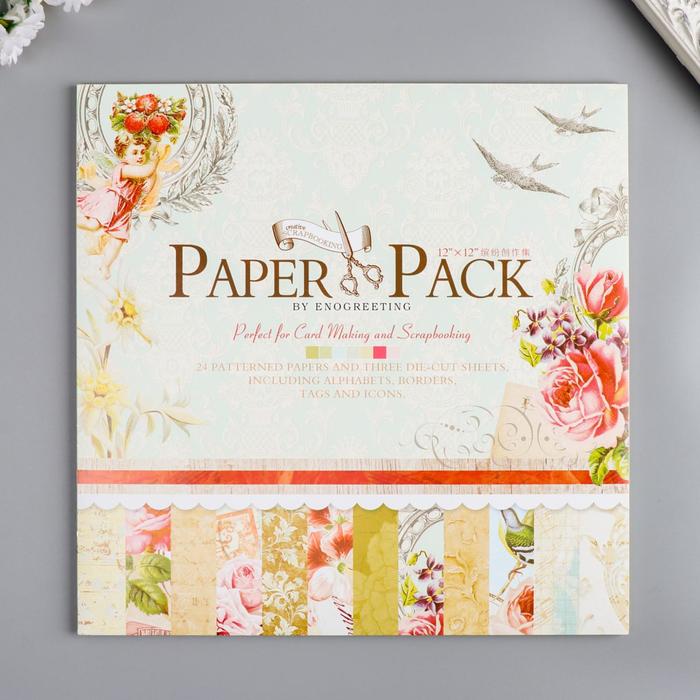 Набор бумаги для скрапбукинга 24 листа 12 дизайнов "Цветочная эйфория" 30х30 см