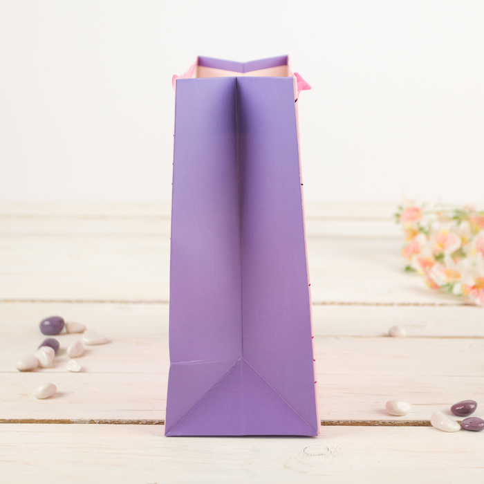 Пакет подарочный "Линии", розовый, 30 х 12 х 42 см