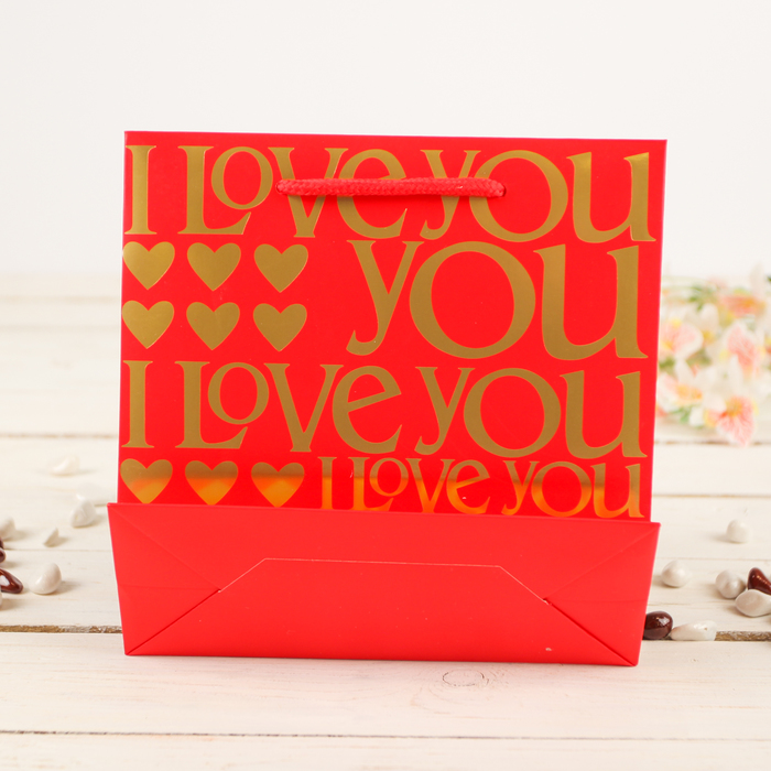 Пакет подарочный "Любовь", 14 х 7 х 15,5 см