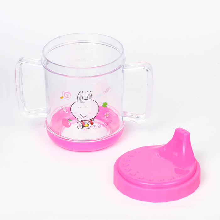 Поильник детский с твёрдым носиком, с ручками, 250 мл, цвета МИКС